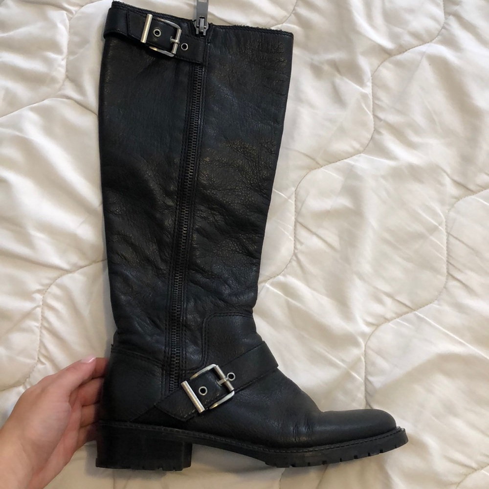 BCBG black leather boot
